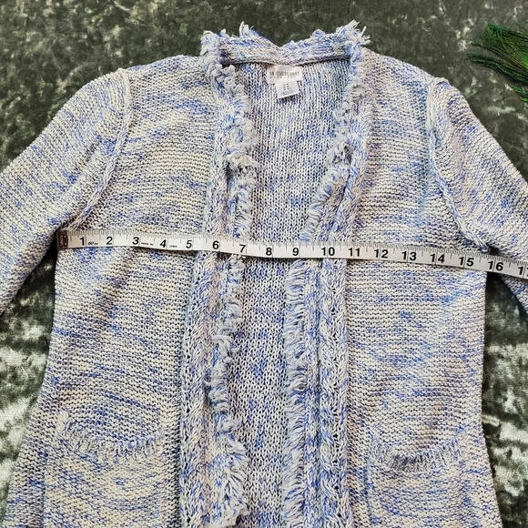 Motherhood Maternity Blue Knit Side Fringe Cardigan - Picture 3 of 5